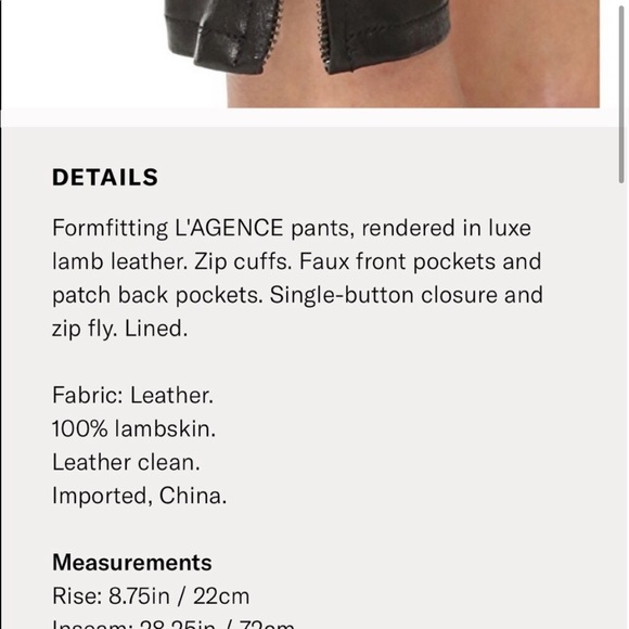 L’Agence Aurelle  leather pants 25 Intermix - Picture 7 of 8